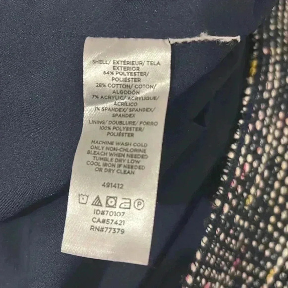 LOFT Navy and Pink Tweed Shift Dress Size 6 - Picture 6 of 6